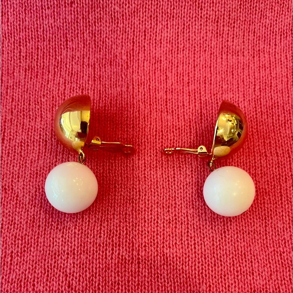 Vintage Gold and White Statement Earrings - Picture 8 of 16